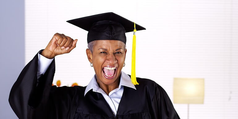 Older Female Graduate Cheering